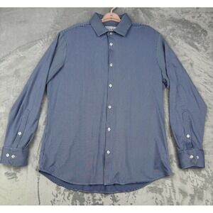 Mizzen Main Shirt Mens XL Blue Trim Fit Long Sleeve Button Up Gingham Check